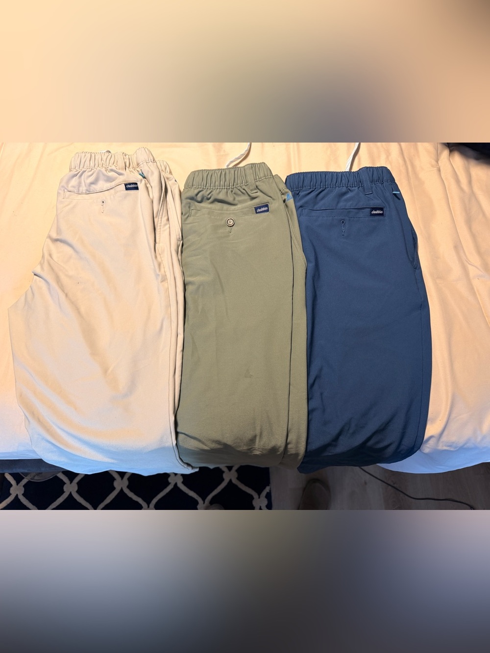 Chubbies Shorts Trio in Cream, Olive, Navy